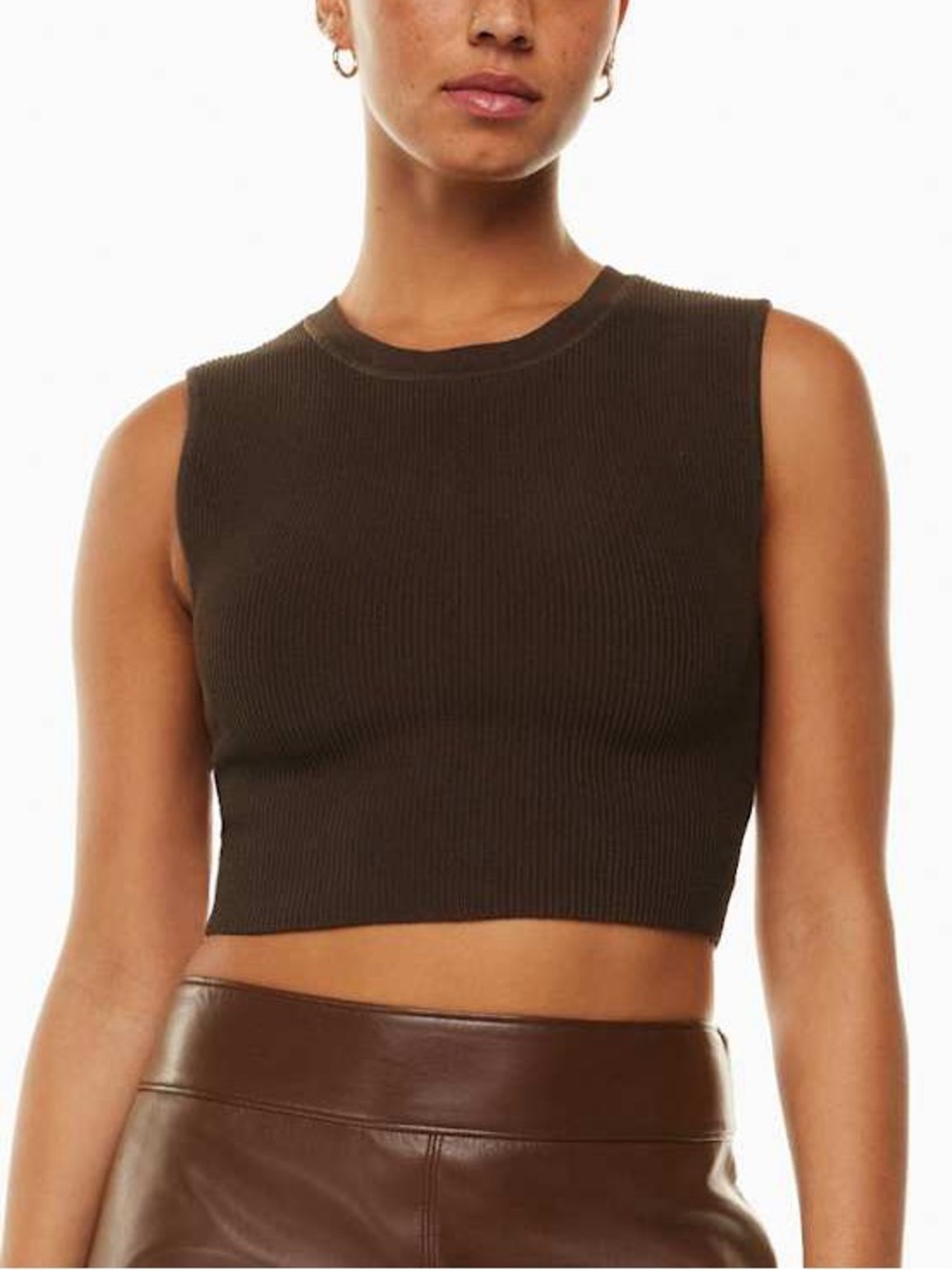 Babaton Brown Sculpt Knit Ribbed Muscle Tank Women’s Size XS
